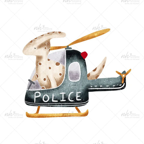 Bügelbild Dino Police Helikopter Medium