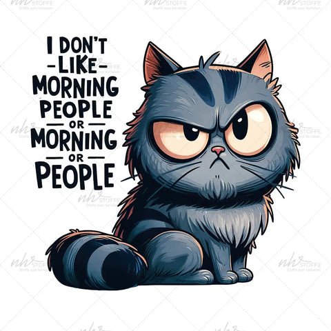 Bügelbild Don´t like morning people (Cat) Medium