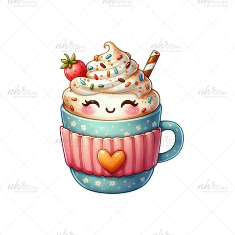 Bügelbild Erdbeermilch Medium