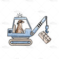 Bügelbild Erdmännchen Baustelle Baggerkran Medium