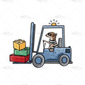 Bügelbild Erdmännchen Baustelle Gabelstapler Bunt MINI