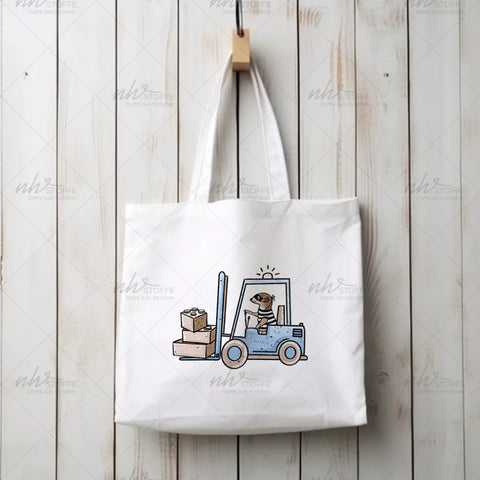 Bügelbild Erdmännchen Baustelle Gabelstapler MINI