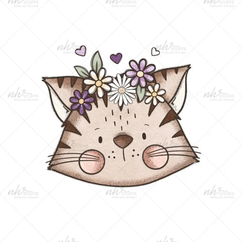 Bügelbild Flower Cat Flieder Medium