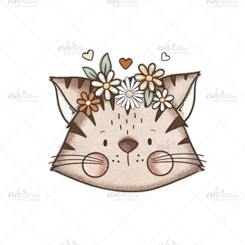 Bügelbild Flower Cat Neutral Medium