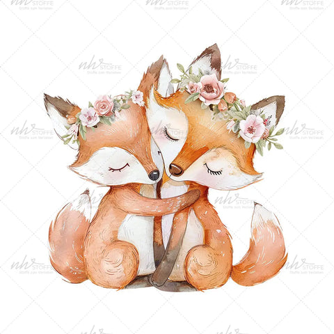 Bügelbild Flower Fox Love Medium