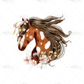 Bügelbild Flower Horse Brown Medium