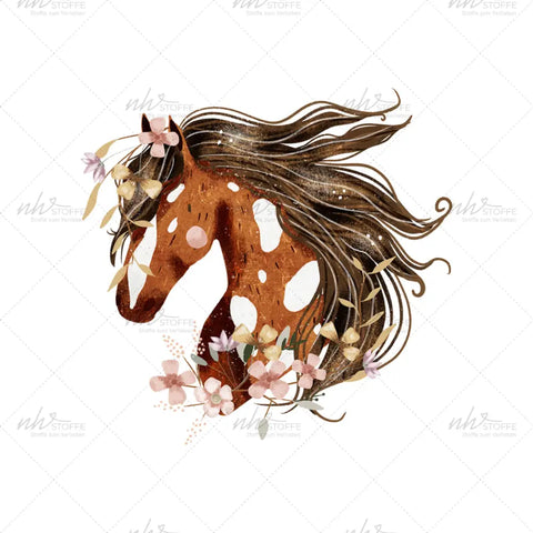 Bügelbild Flower Horse Brown Medium
