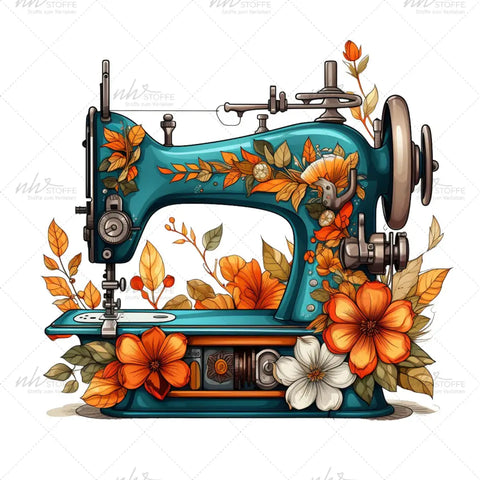 Bügelbild Flower love Sewing Machine MAXI