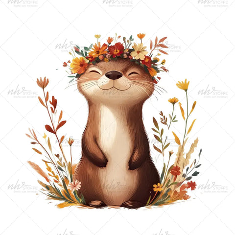 Bügelbild Flower Otter MAXI