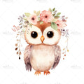 Bügelbild Flower Owl Medium