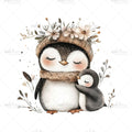 Bügelbild Flower Pinguin MAXI