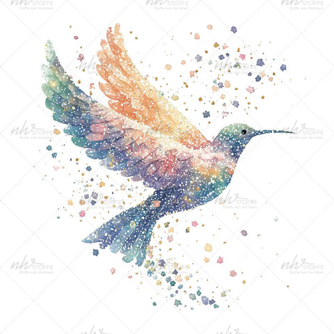 Bügelbild Flying Birdie Aquarell Glitter MAXI