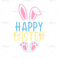Bügelbild Happy Easter (Hase) Medium