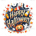 Bügelbild Happy Halloween dunkel Medium