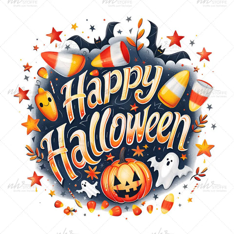 Bügelbild Happy Halloween dunkel Medium