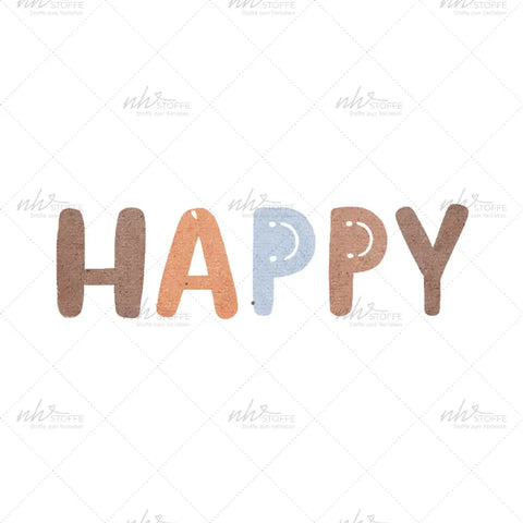 Bügelbild Happy Schriftzug Medium