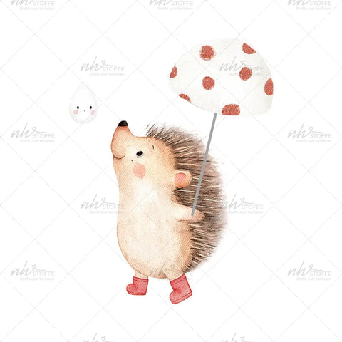 Bügelbild Hedgehog Playing in the rain Medium