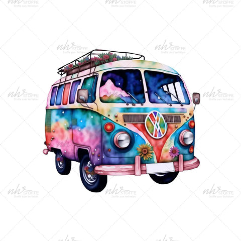 Bügelbild Hippie Bus Medium