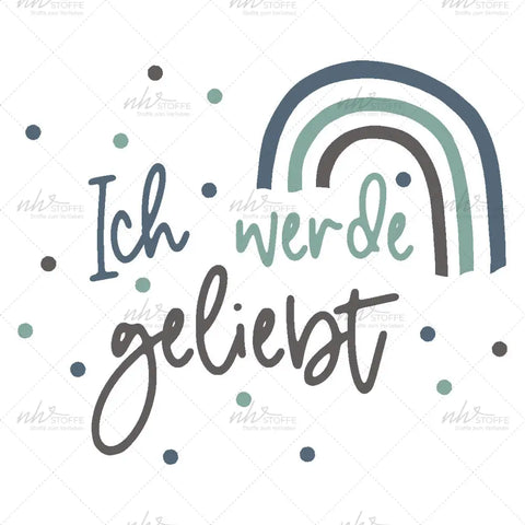 Bügelbild Ich werde geliebt Mint Blau