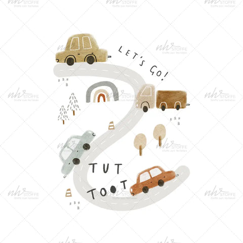 Bügelbild Let´s go (TuT TooT) Medium
