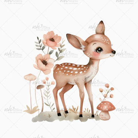 Bügelbild Little Flower Deer Medium