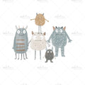 Bügelbild Little Monsters (Blau) Medium