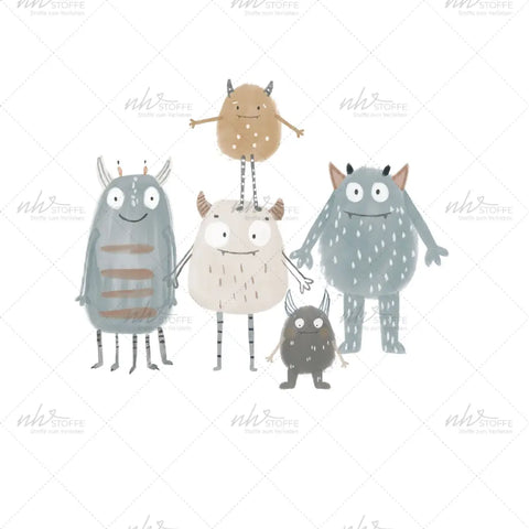Bügelbild Little Monsters (Blau) Medium