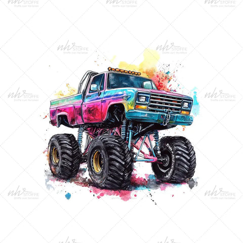 Bügelbild Monstertruck Colourful Splash Medium