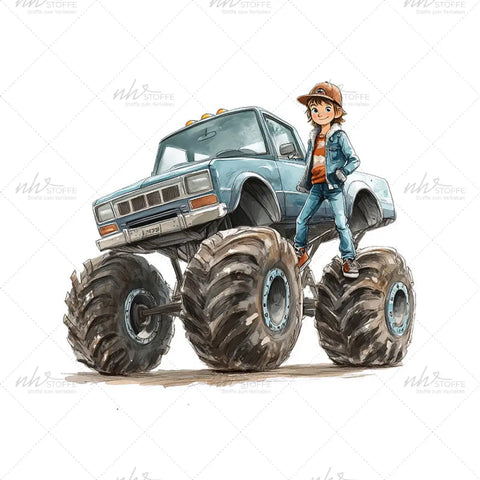 Bügelbild Monstertruck Hell Medium