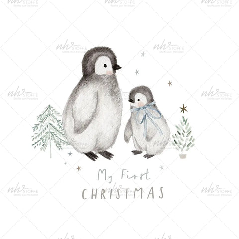 Bügelbild My first Christmas Mommy and Baby Pinguin Medium