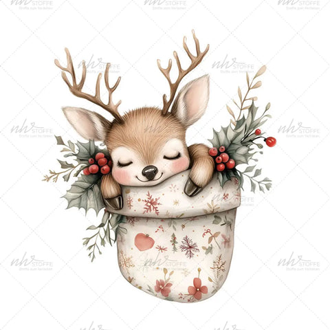 Bügelbild Nikolaus Rentier Medium