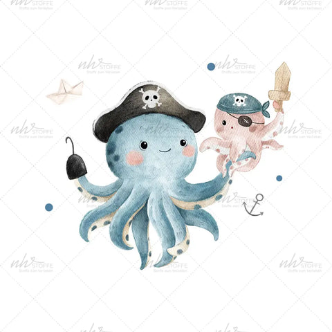 Bügelbild Oktopus Medium