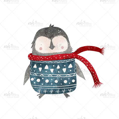 Bügelbild Pinguin mit rotem Schal Medium
