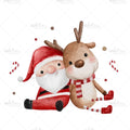 Bügelbild Santa and Rudolph MINI