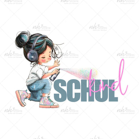Bügelbild Schulkind Grafitti Medium