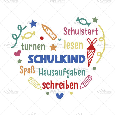 Bügelbild Schulkind Herz Medium