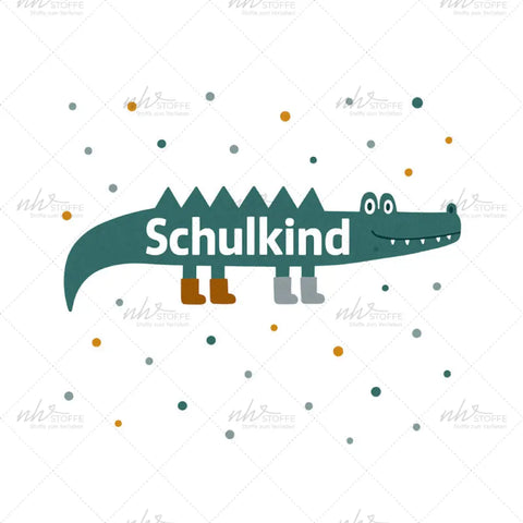 Bügelbild Schulkind Krokodil Medium