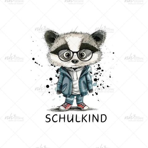 Bügelbild Schulkind (Waschbär) Medium