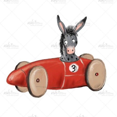 Bügelbild Seifenkistenrennen (Esel) Medium
