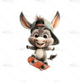 Bügelbild Skater Donkey Medium