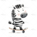 Bügelbild Skaterzebra Medium