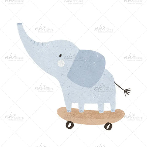 Bügelbild Skating Elefant Medium