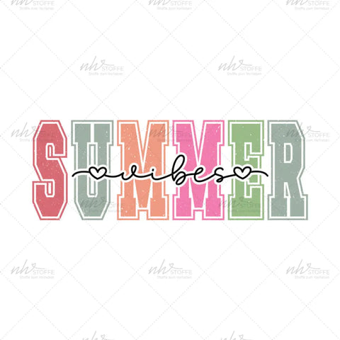 Bügelbild Summer Vibes Schriftzug MAXI PLUS