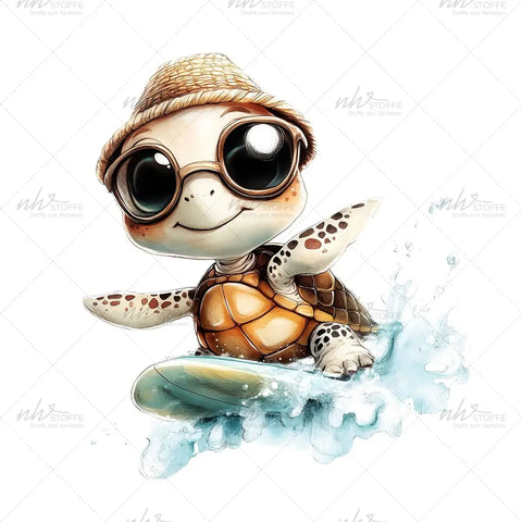 Bügelbild Surfing Turtle Medium
