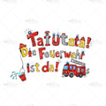Bügelbild Tatütata die Feuerwehr ist da Medium