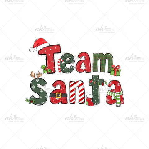 Bügelbild Team Santa Schriftzug Medium