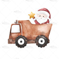 Bügelbild Weihnachtsbaustelle LKW Medium