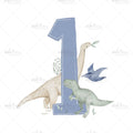 Bügelbild Zahl 1 Dinos Medium