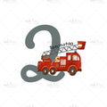 Bügelbild Zahl 2 Feuerwehr MINI