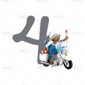 Bügelbild Zahl 4 Polizeimotorrad MINI